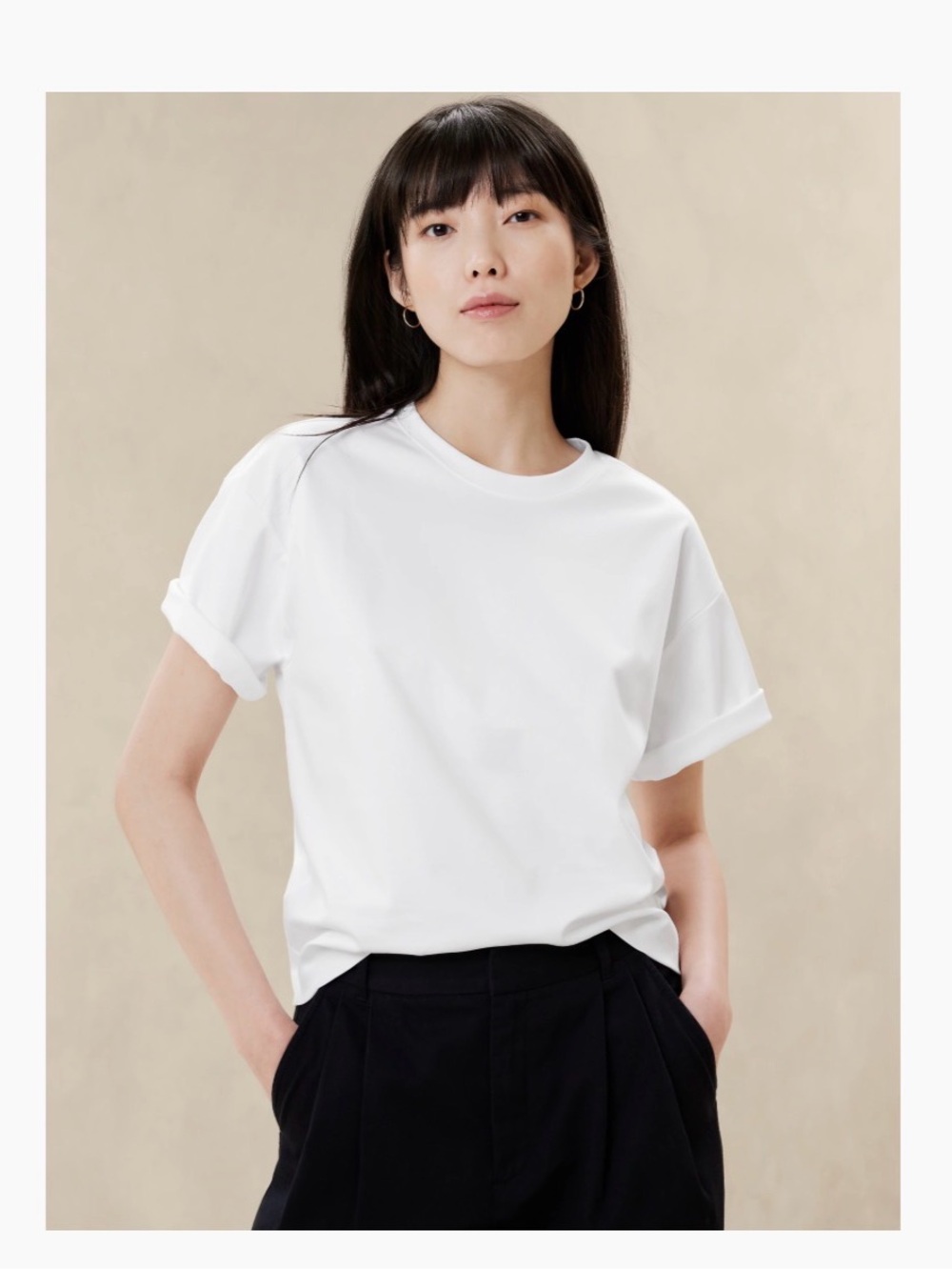 NWT Banana Republic Cotton-Sateen Oversized T-Shirt